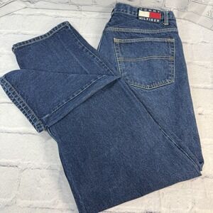Vintage Tommy Hilfiger Tommy Jeans Size 40x34 Distressed‎ Straight Leg Flag 2000